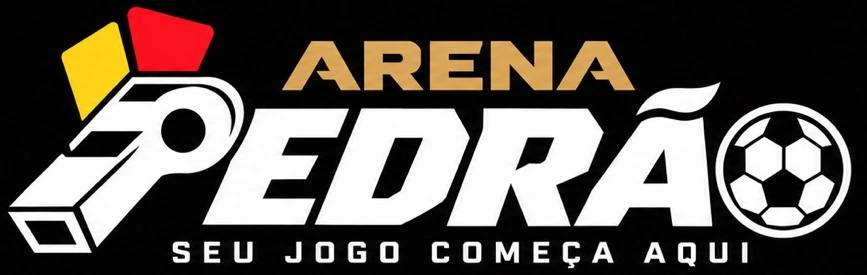 Marca Arena Pedrão sobre fundo escuro